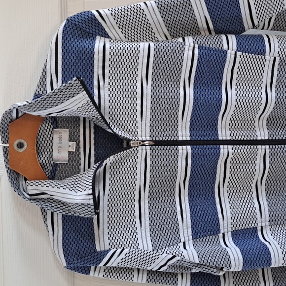 Erin London Full Zip Lightweight Strip Athletic Stretch Oversized Spring Jacket - Picture 2 of 8